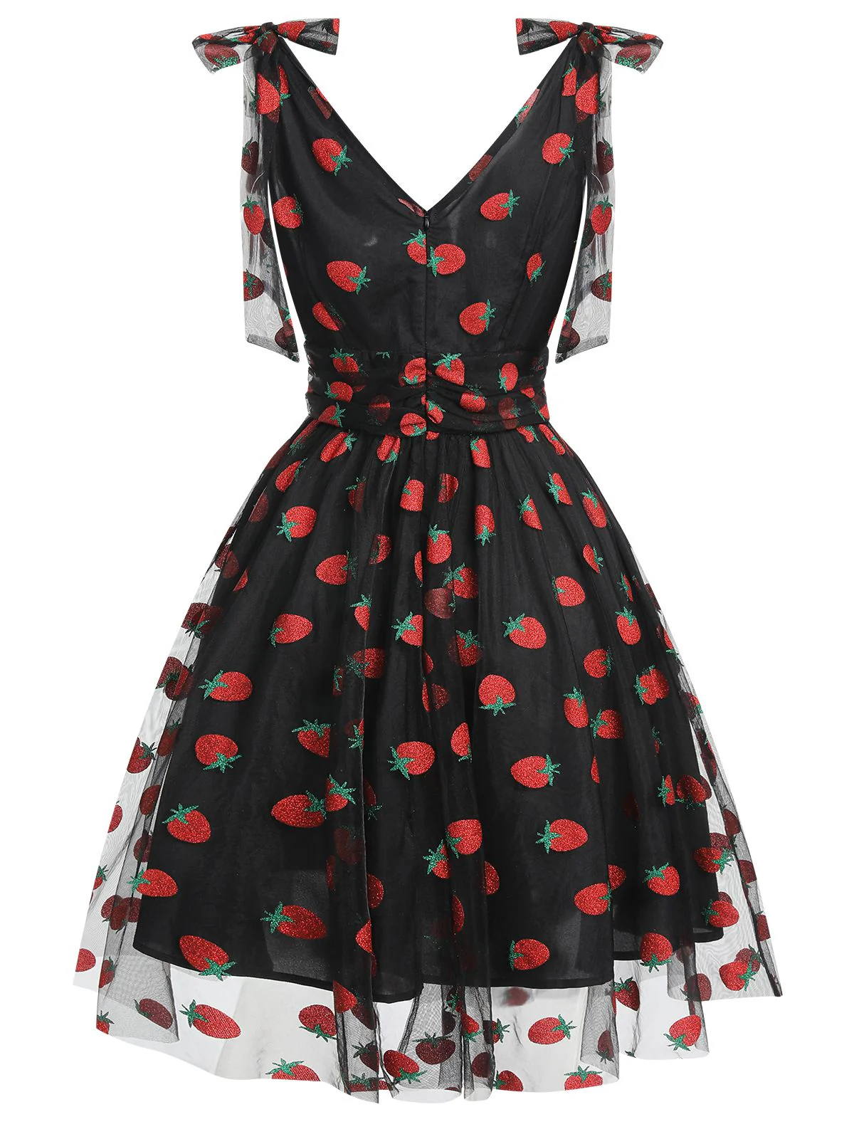 [Pre-Sale] Pink 1950s Strawberry Mesh Swing Dress - Image 11